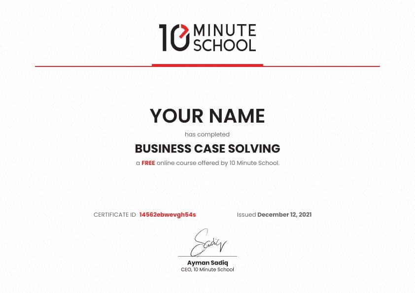 Certificate for Business Case Solving