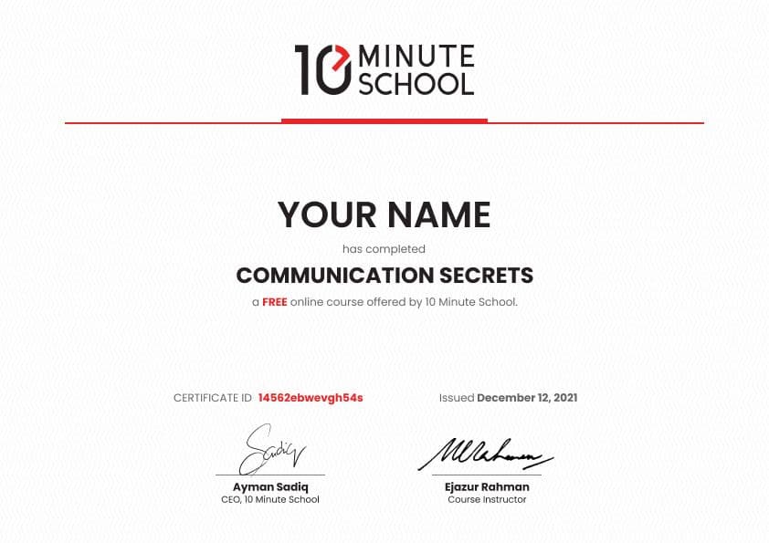 Certificate for Communication Secrets