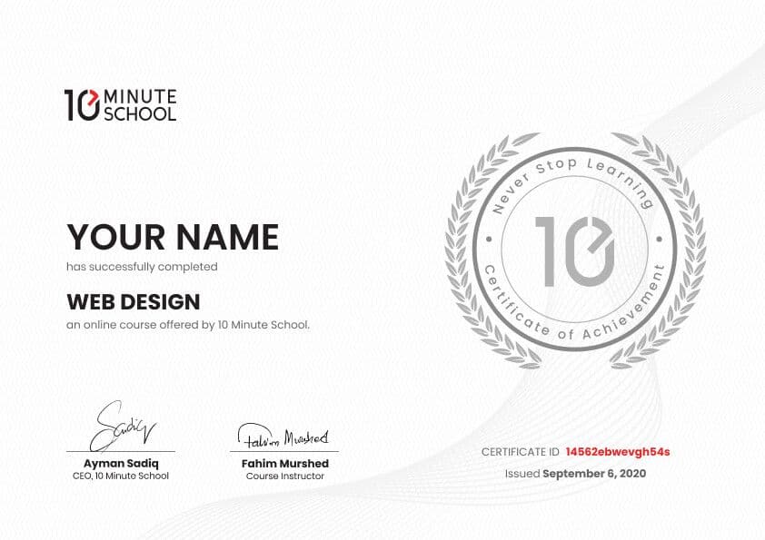 Certificate for Web Design