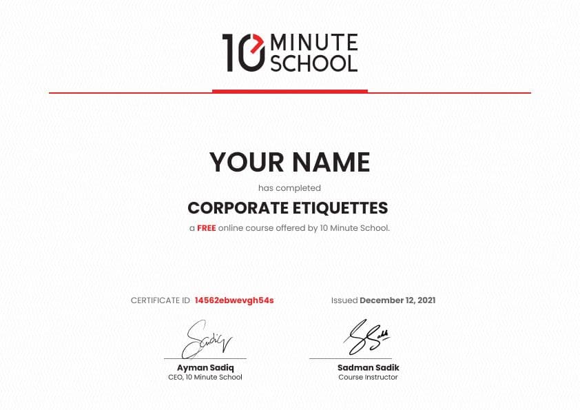 Certificate for Corporate Etiquette