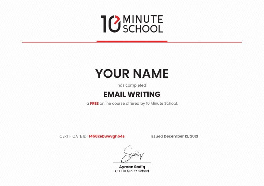 Certificate for Email Writing