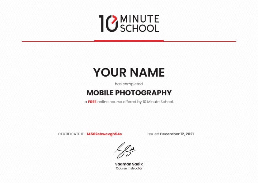 Certificate for Mobile Photography